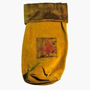 Velvet Wine Bottle Bag Maple Leaf Embroidery Vintage Autumn Fall Thanksgiving